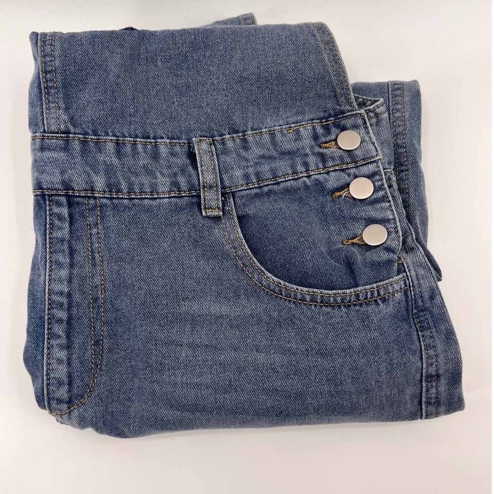 Womens Denim Overalls Wide Leg Vintage Wash Jumpsuit Bib Pants Size Large‎